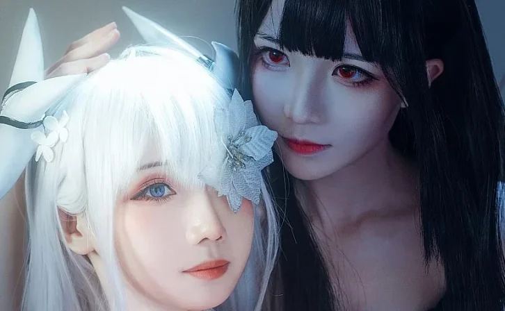 cosplay图片丨Coser_Tomoyo酱&焖焖碳-碧蓝航线-埃姆登双黑白夜之主