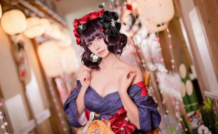 cosplay图片丨Coser菌烨tako-FGO葛饰北斋和服+泳装