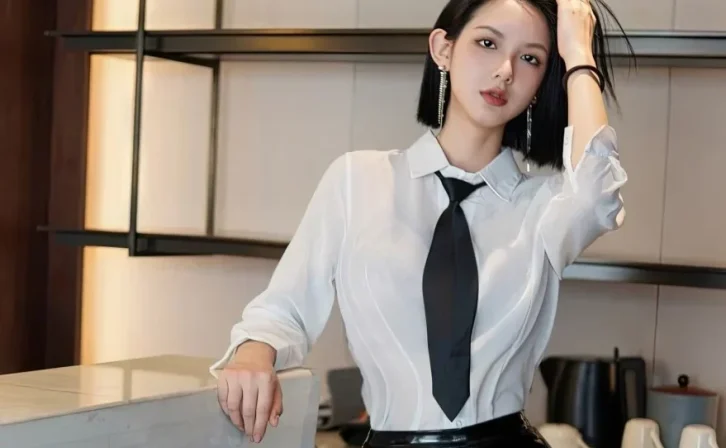 Xiuren图片丨秀人模特乔一一-NO.6158期白寸衫与黑色皮裙的纠缠