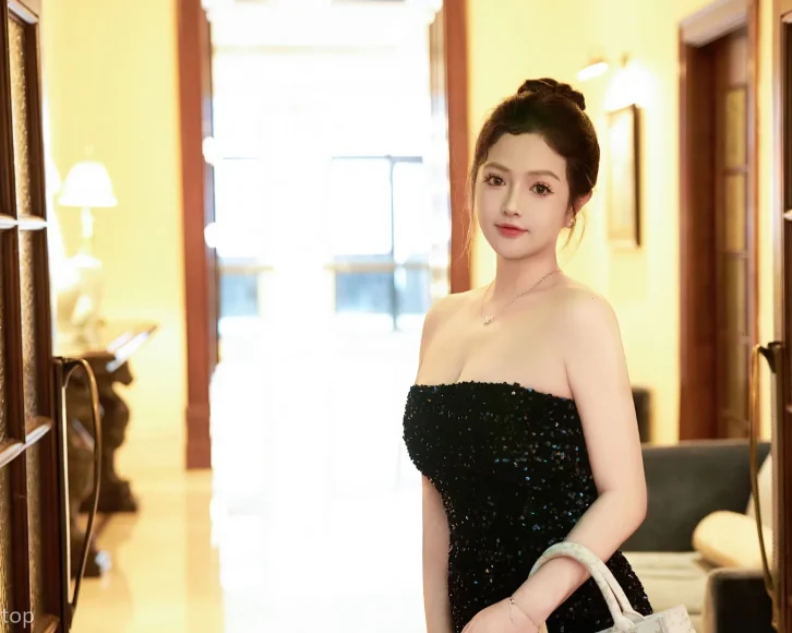 Xiuren图片丨秀人模特养乐多DoDo-NO.8462期晚礼抹胸黑裙