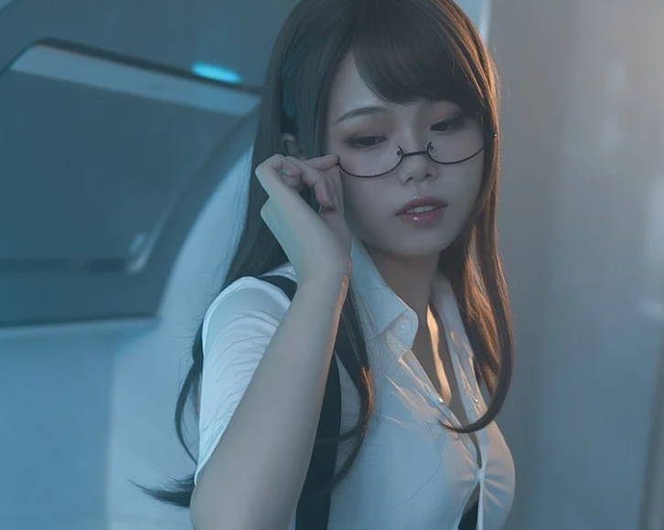 镜框勾下来一寸,七月喵子这期眼镜娘1号把道具用活了
