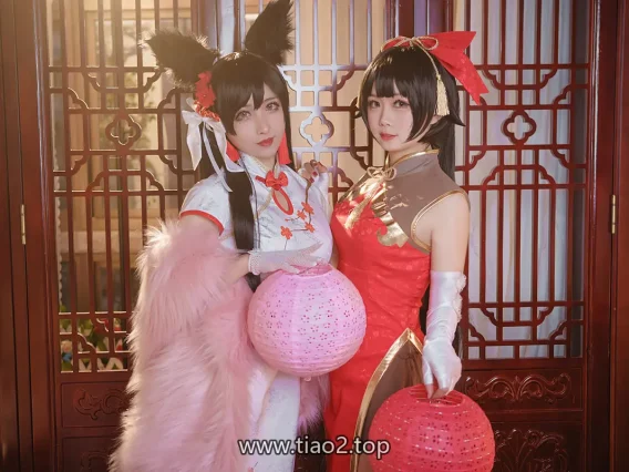 爱宕旗袍的白与红：rioko凉凉子这套拍成了年画